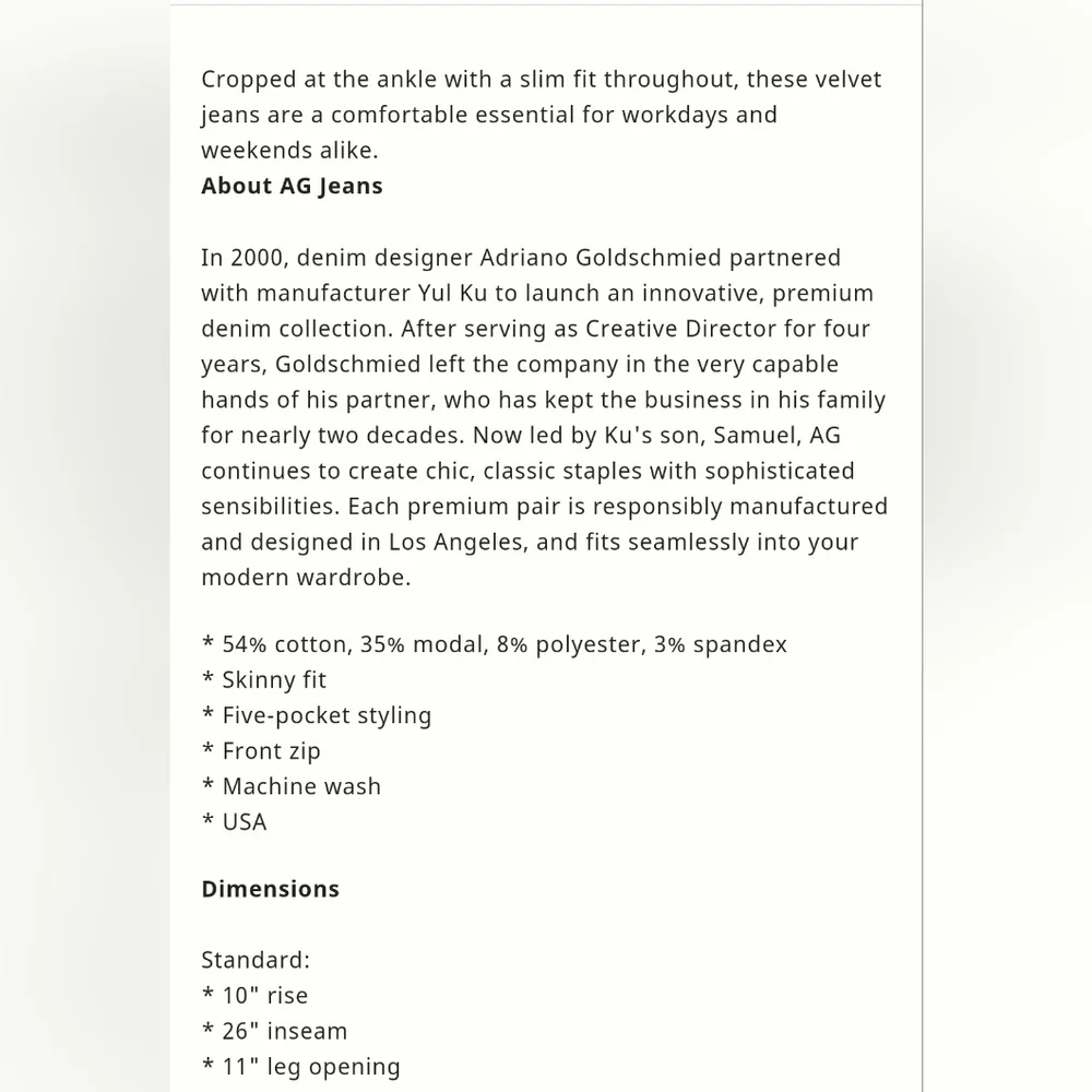 Anthropologie AG The Stevie Velvet High Rise Skinny Jeans Paisley Print - Picture 5 of 12